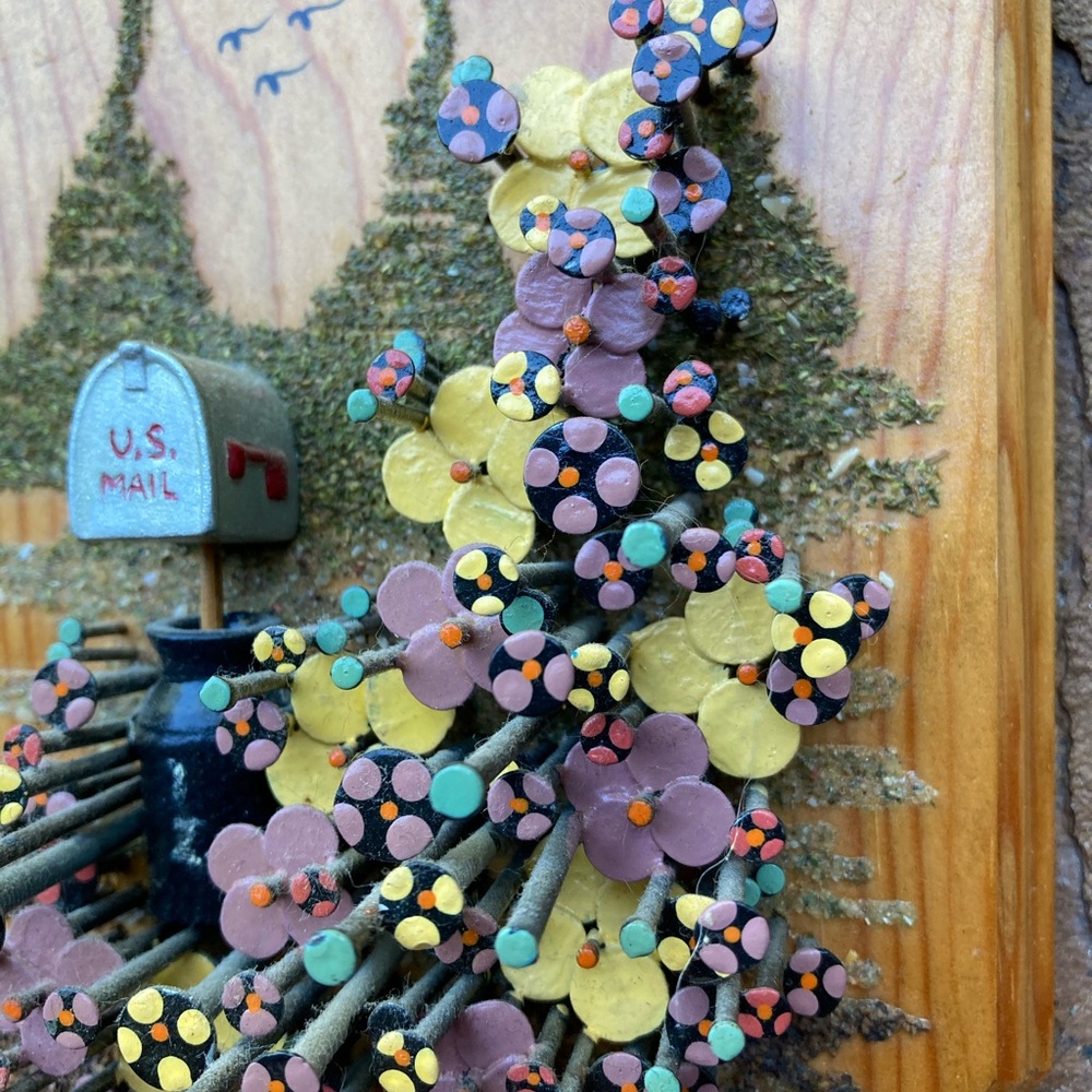 Unique Handpainted POL-O-CRAFT nail flower art vintage/Floral design w/mailbox - Picture 11 of 14